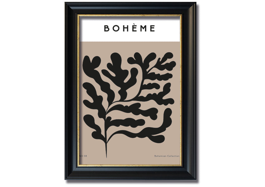 A beautifully framed Boheme Plants print showcasing elegant botanical designs, available in various frame colors.