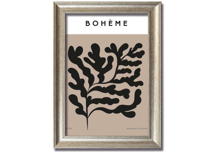 A beautifully framed Boheme Plants print showcasing elegant botanical designs, available in various frame colors.