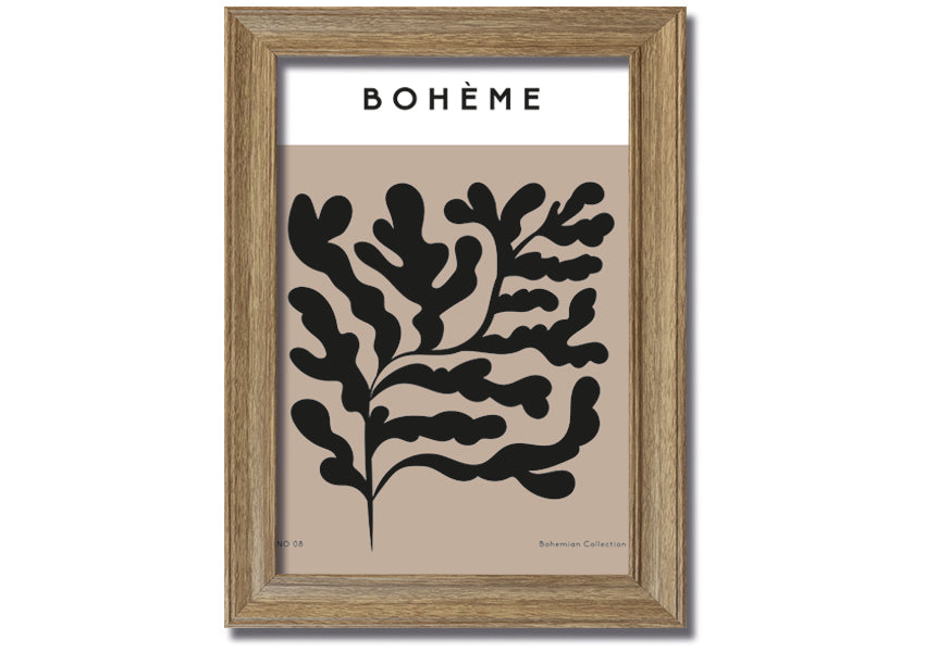 A beautifully framed Boheme Plants print showcasing elegant botanical designs, available in various frame colors.