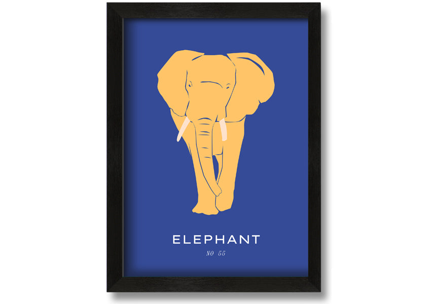 A beautifully framed print of a bold elephant, showcasing intricate details and vibrant colors, ready to hang on the wall.