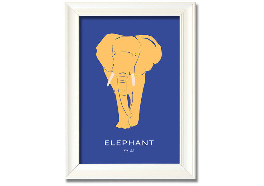 A beautifully framed print of a bold elephant, showcasing intricate details and vibrant colors, ready to hang on the wall.