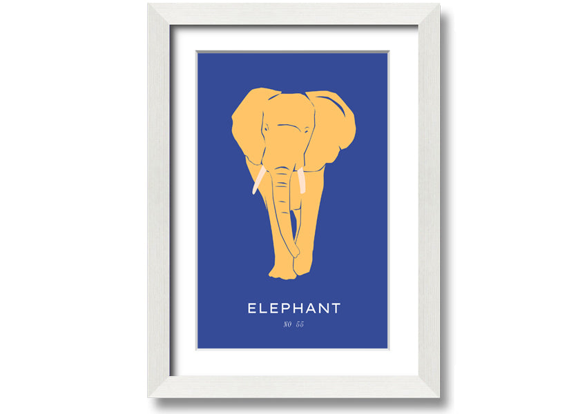 A beautifully framed print of a bold elephant, showcasing intricate details and vibrant colors, ready to hang on the wall.