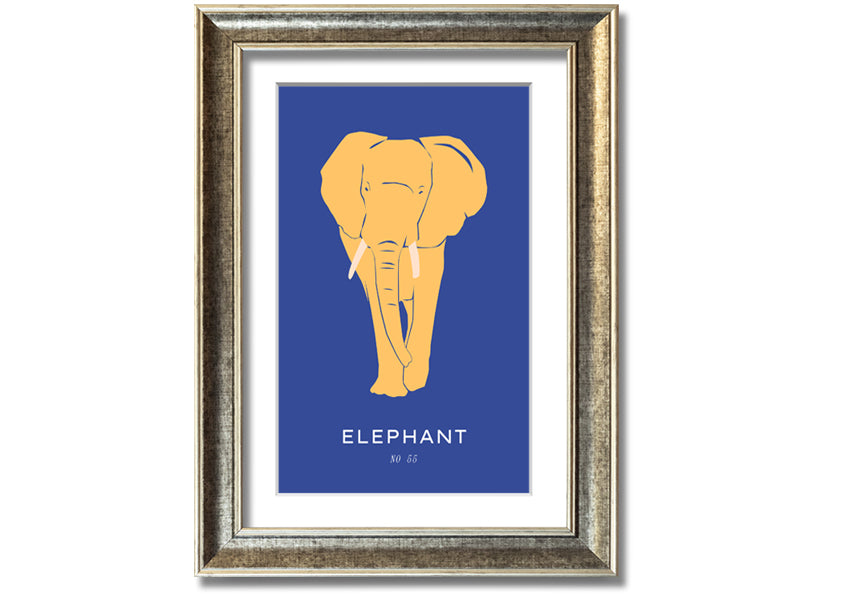 A beautifully framed print of a bold elephant, showcasing intricate details and vibrant colors, ready to hang on the wall.