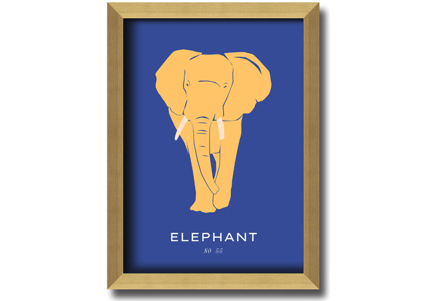 A beautifully framed print of a bold elephant, showcasing intricate details and vibrant colors, ready to hang on the wall.