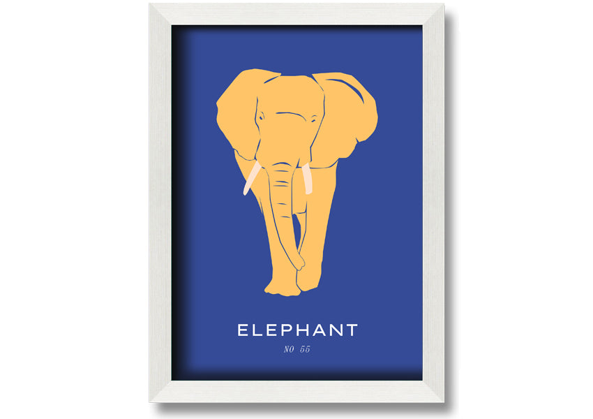 A beautifully framed print of a bold elephant, showcasing intricate details and vibrant colors, ready to hang on the wall.