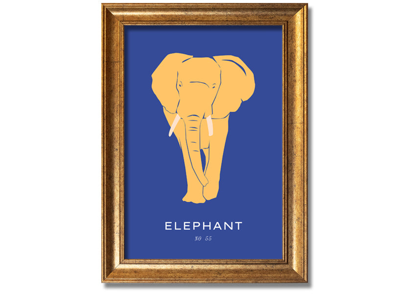 A beautifully framed print of a bold elephant, showcasing intricate details and vibrant colors, ready to hang on the wall.