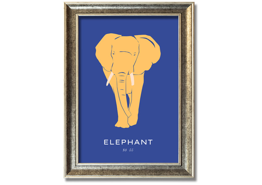 A beautifully framed print of a bold elephant, showcasing intricate details and vibrant colors, ready to hang on the wall.