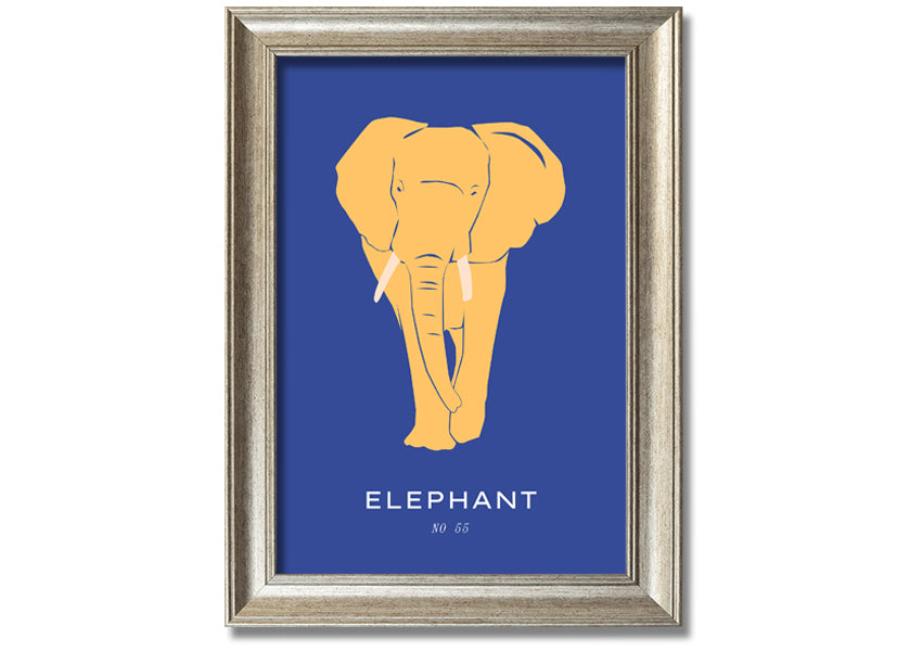 A beautifully framed print of a bold elephant, showcasing intricate details and vibrant colors, ready to hang on the wall.