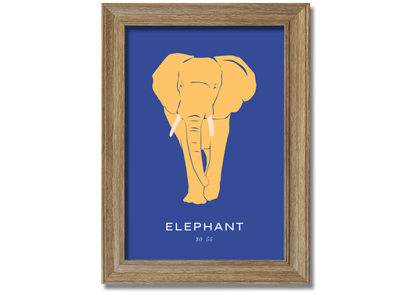 A beautifully framed print of a bold elephant, showcasing intricate details and vibrant colors, ready to hang on the wall.