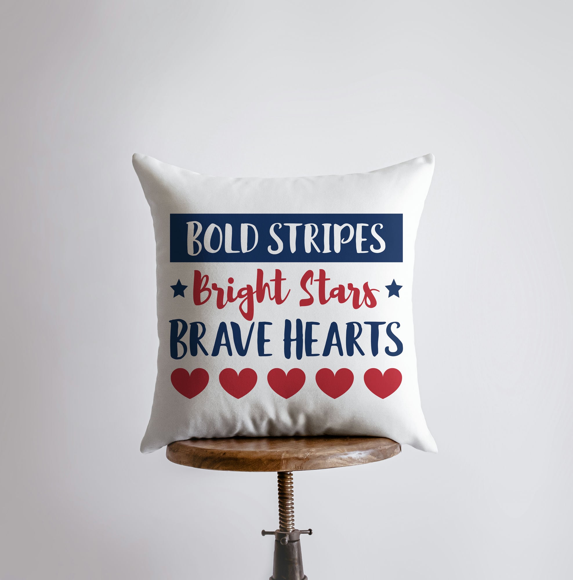 Bold Stripes Bright Stars pillow cover featuring patriotic design with bold stripes and bright stars, perfect for Memorial Day decor.