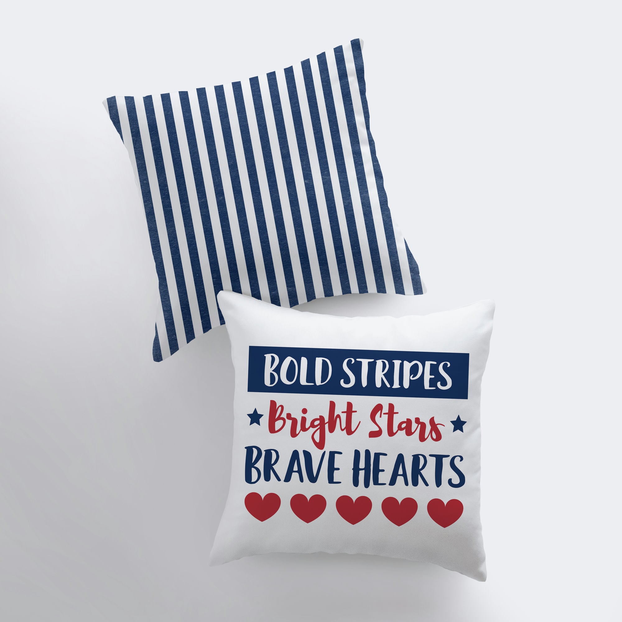 Bold Stripes Bright Stars pillow cover featuring patriotic design with bold stripes and bright stars, perfect for Memorial Day decor.