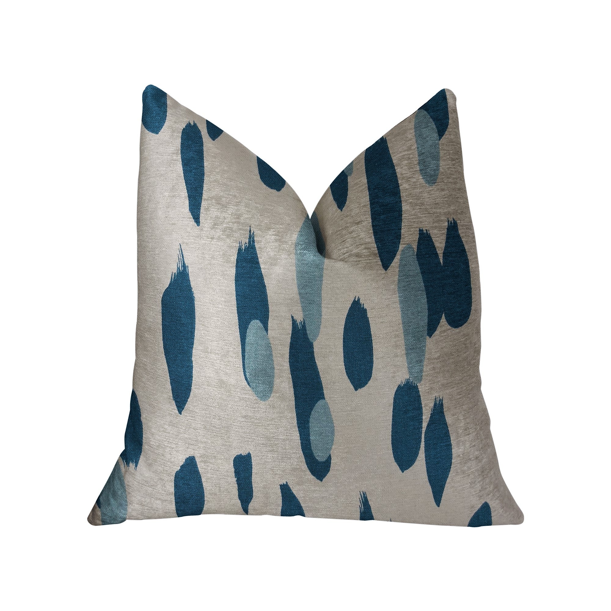 Bosky Willow Blue and White Luxury Throw Pillow showcasing elegant design and high-quality cotton fabric.