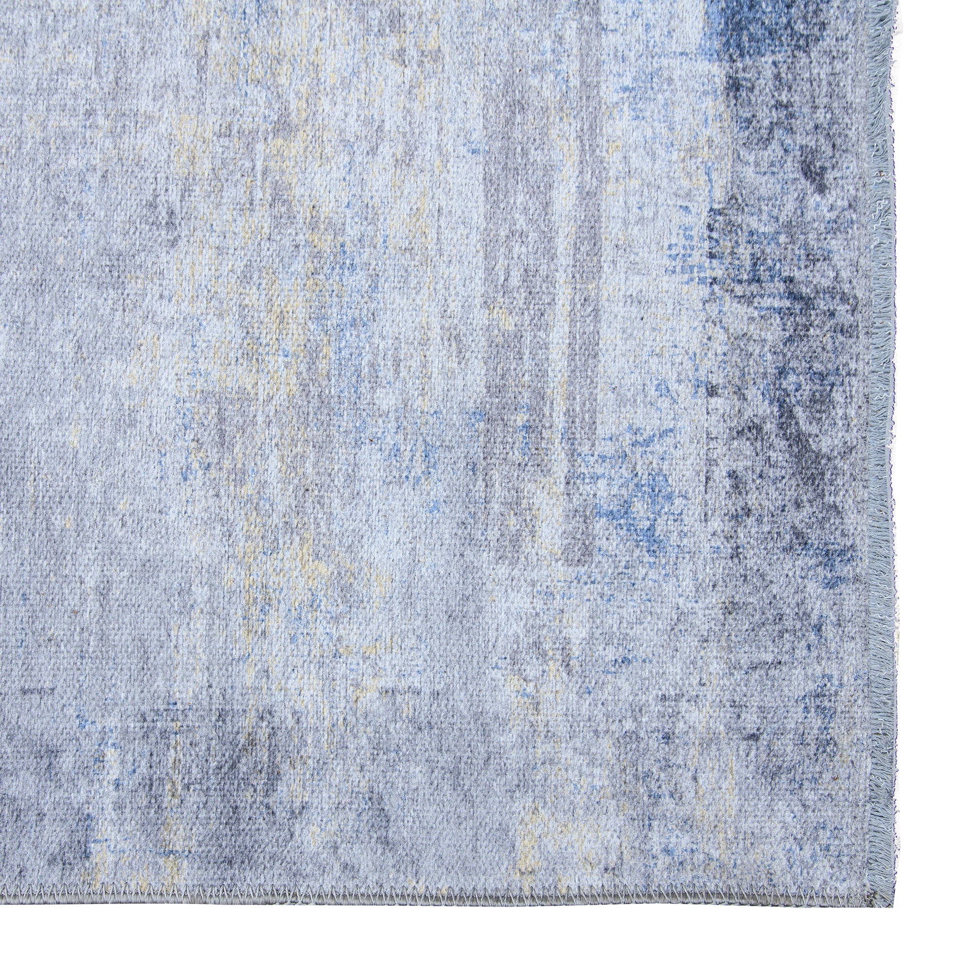 Bosphorus Rug featuring a sophisticated abstract design in Grey and Blue, showcasing its modern art aesthetic and high-quality craftsmanship.