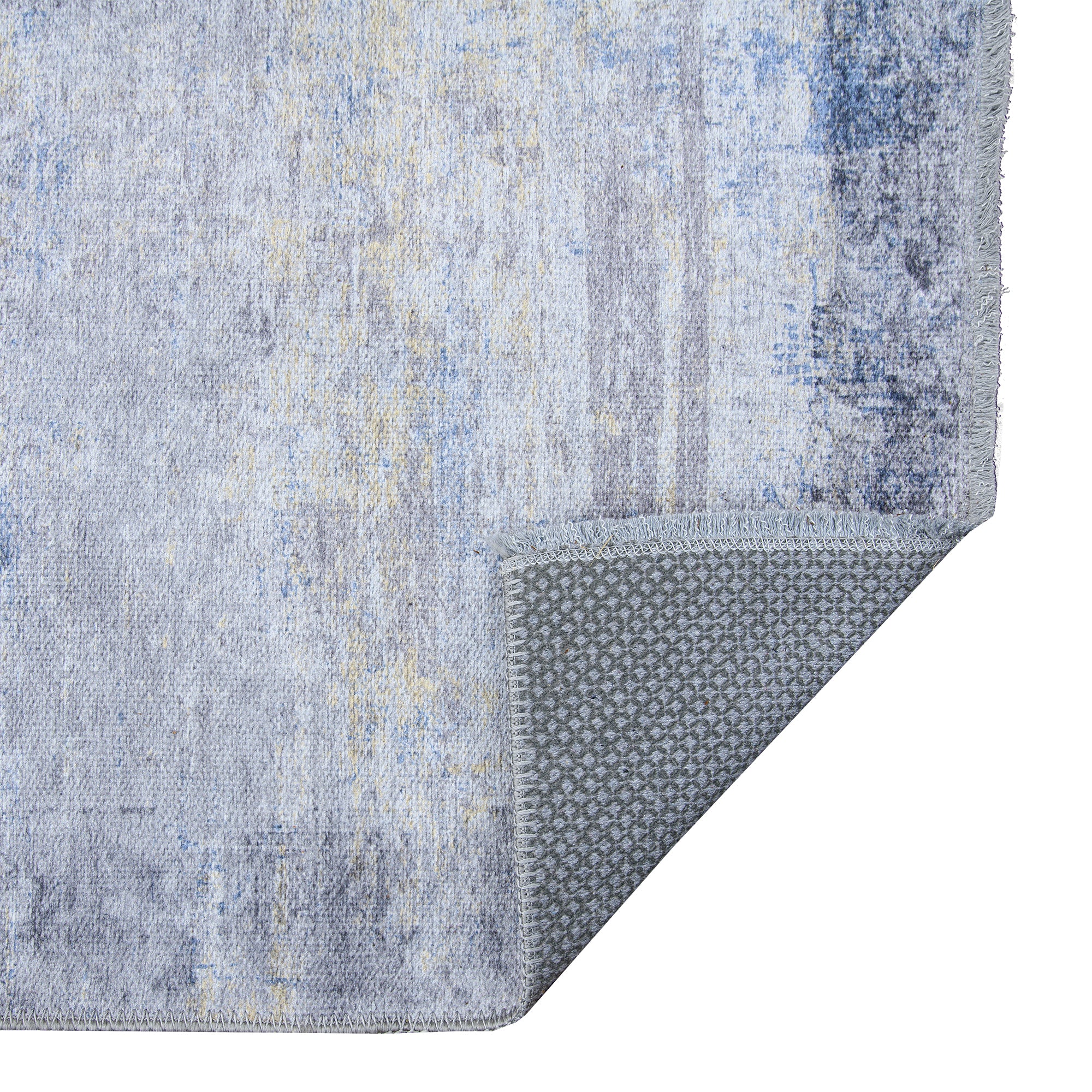 Bosphorus Rug featuring a sophisticated abstract design in Grey and Blue, showcasing its modern art aesthetic and high-quality craftsmanship.