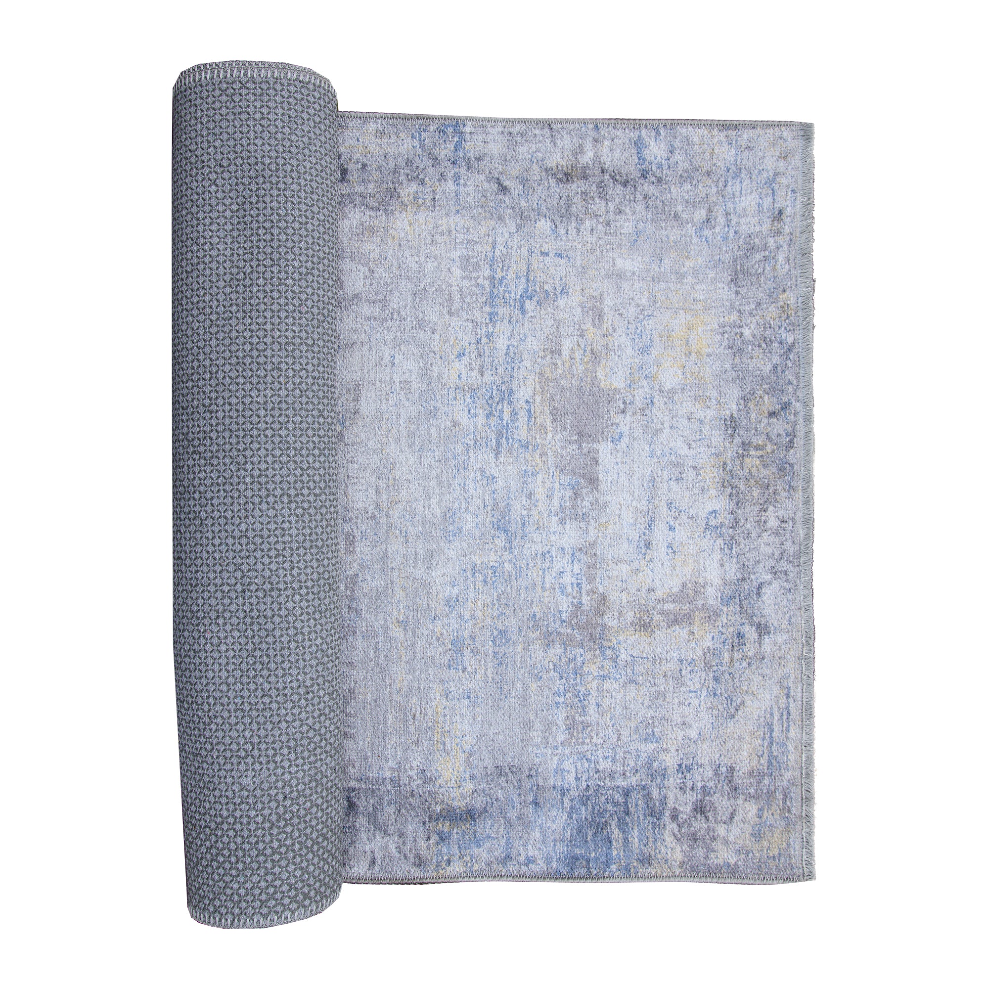 Bosphorus Rug featuring a sophisticated abstract design in Grey and Blue, showcasing its modern art aesthetic and high-quality craftsmanship.