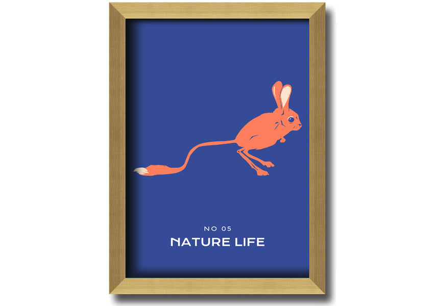 A beautifully framed print of a bouncing jerboa, showcasing vibrant colors and intricate details, ready to hang.