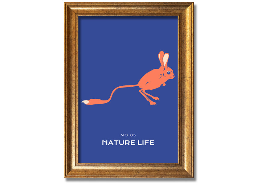 A beautifully framed print of a bouncing jerboa, showcasing vibrant colors and intricate details, ready to hang.