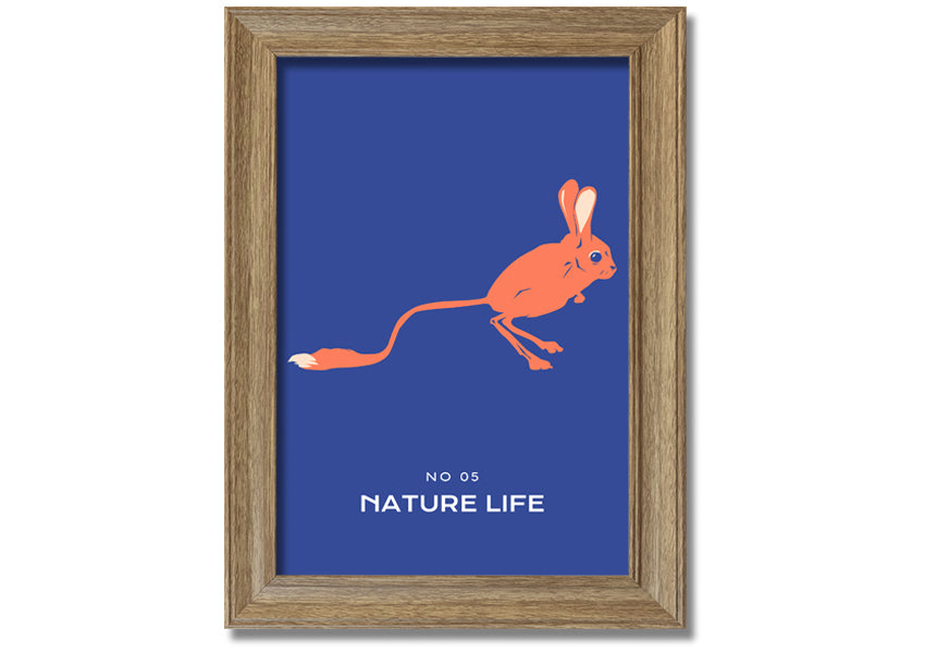 A beautifully framed print of a bouncing jerboa, showcasing vibrant colors and intricate details, ready to hang.