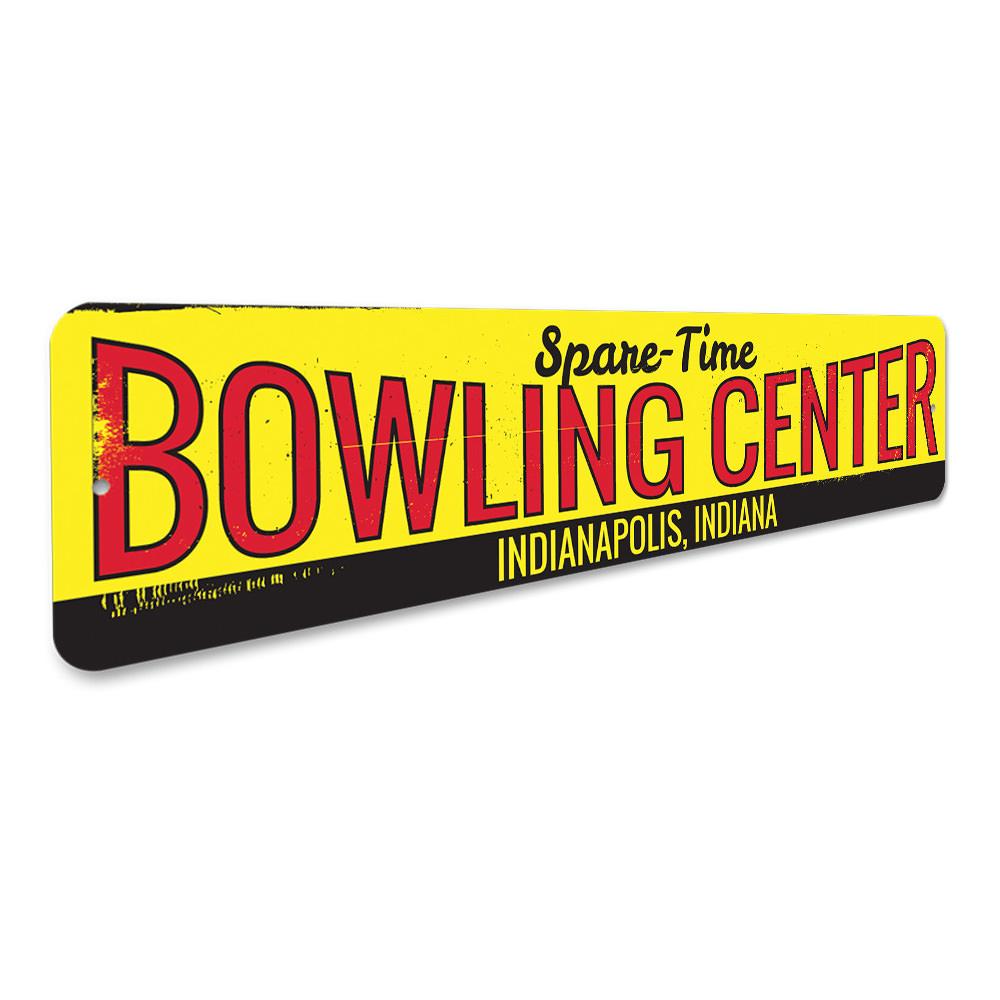 Customizable Bowling Lane Sign made from high-quality aluminum, featuring pre-drilled holes for easy mounting.