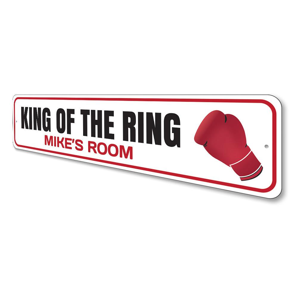 Customizable boxing sign made of high-quality aluminum, featuring pre-drilled holes for easy mounting, perfect for kids' rooms.