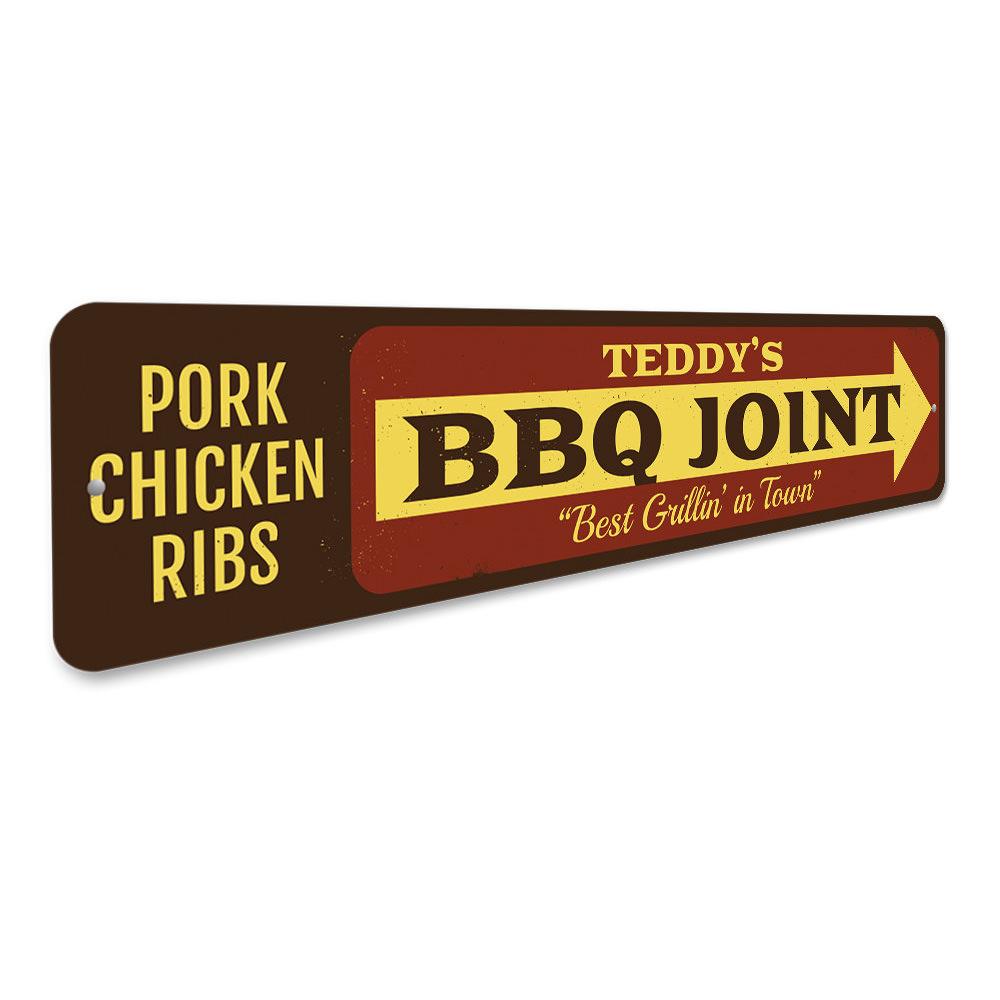 Customizable BBQ Joint Sign made of high-quality aluminum, featuring pre-drilled holes for easy mounting, perfect for restaurants and cafes.