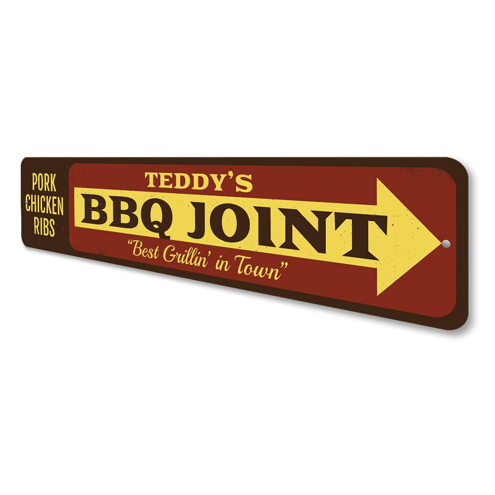 Customizable BBQ Joint Sign made of high-quality aluminum, featuring pre-drilled holes for easy mounting, perfect for restaurants and cafes.