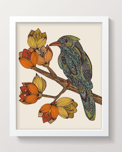 Bravebird archival art print featuring original pen and ink art with vibrant digital coloring on matte card stock.