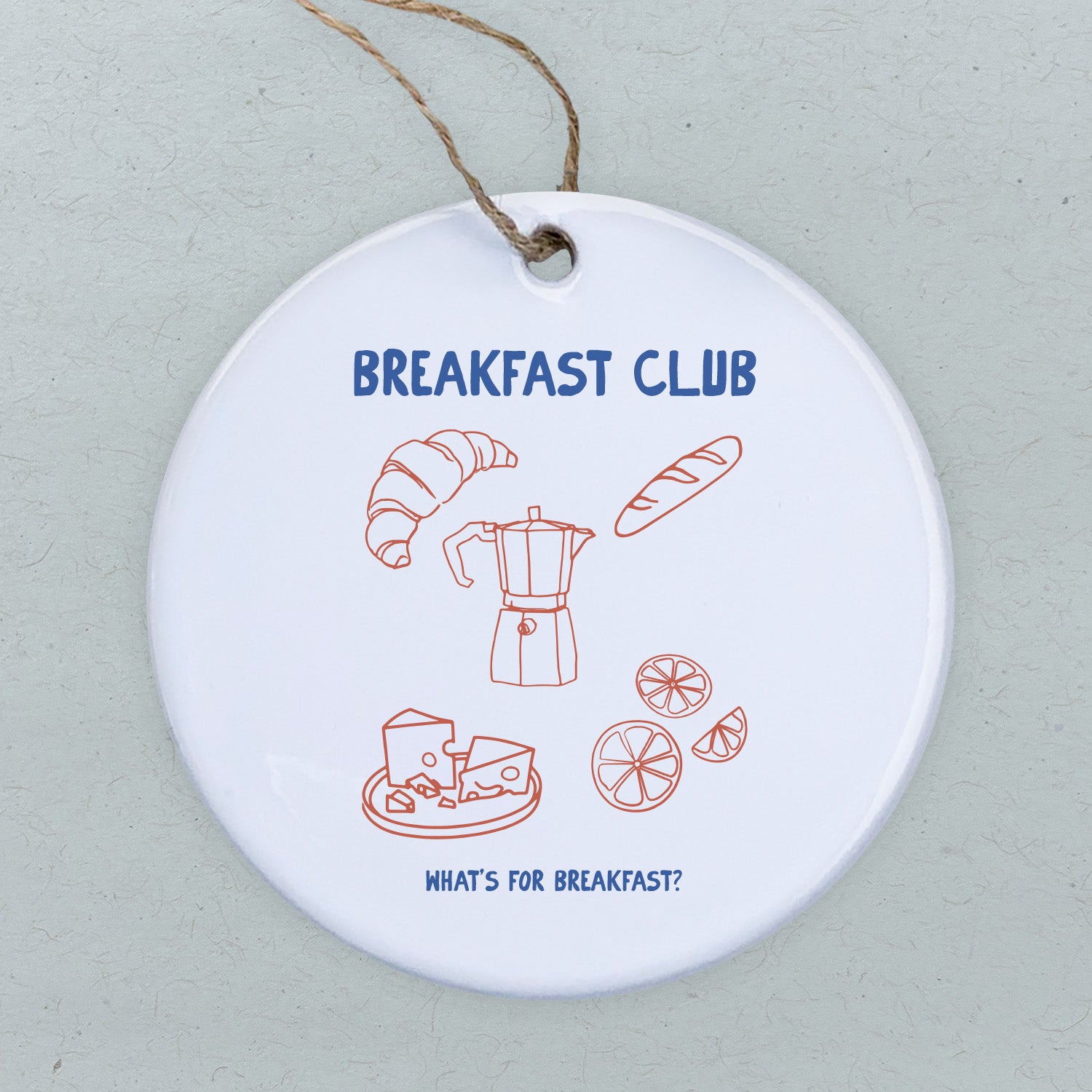 Breakfast Club Ornament made of high-quality porcelain with a glossy finish and original design, perfect for gifting or home decor.