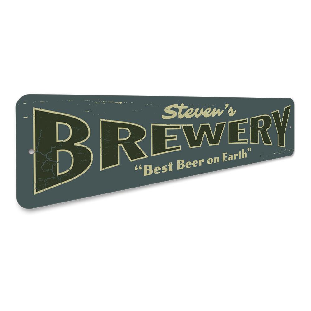 Customizable Brewery Sign made of high-quality aluminum, featuring pre-drilled holes for easy mounting, perfect for home decor.