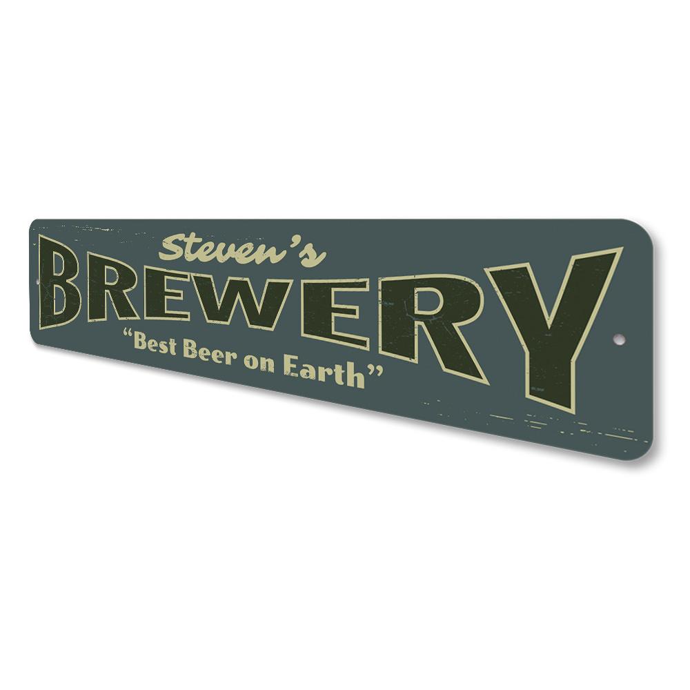 Customizable Brewery Sign made of high-quality aluminum, featuring pre-drilled holes for easy mounting, perfect for home decor.