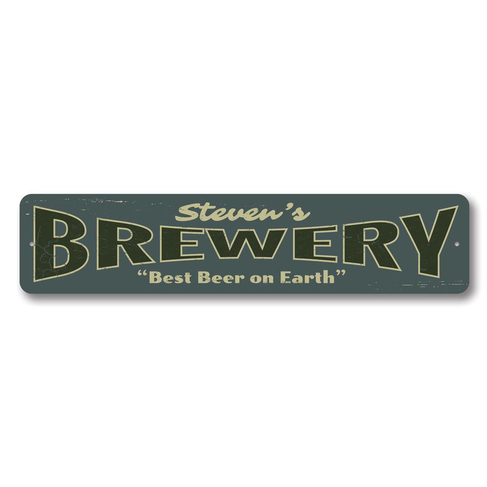 Customizable Brewery Sign made of high-quality aluminum, featuring pre-drilled holes for easy mounting, perfect for home decor.