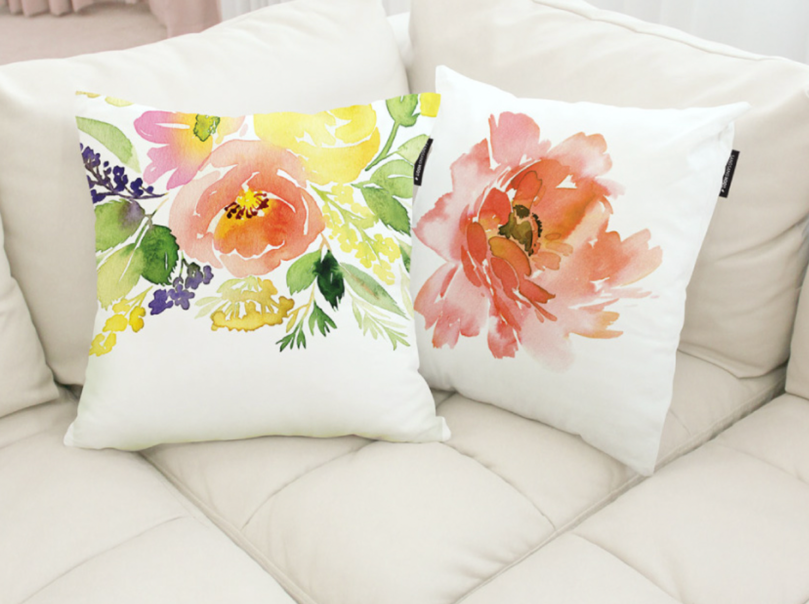 A_Peony cushion featuring a double-sided design, made from high-quality microfiber, perfect for bridal shower decor.