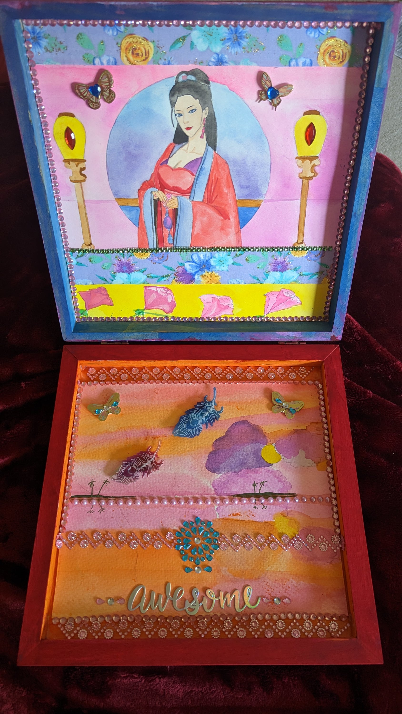 Briella's Moon Maiden Mythic Wishbox, intricately hand-decorated by Sharon Tatem, featuring a powerful maiden design.