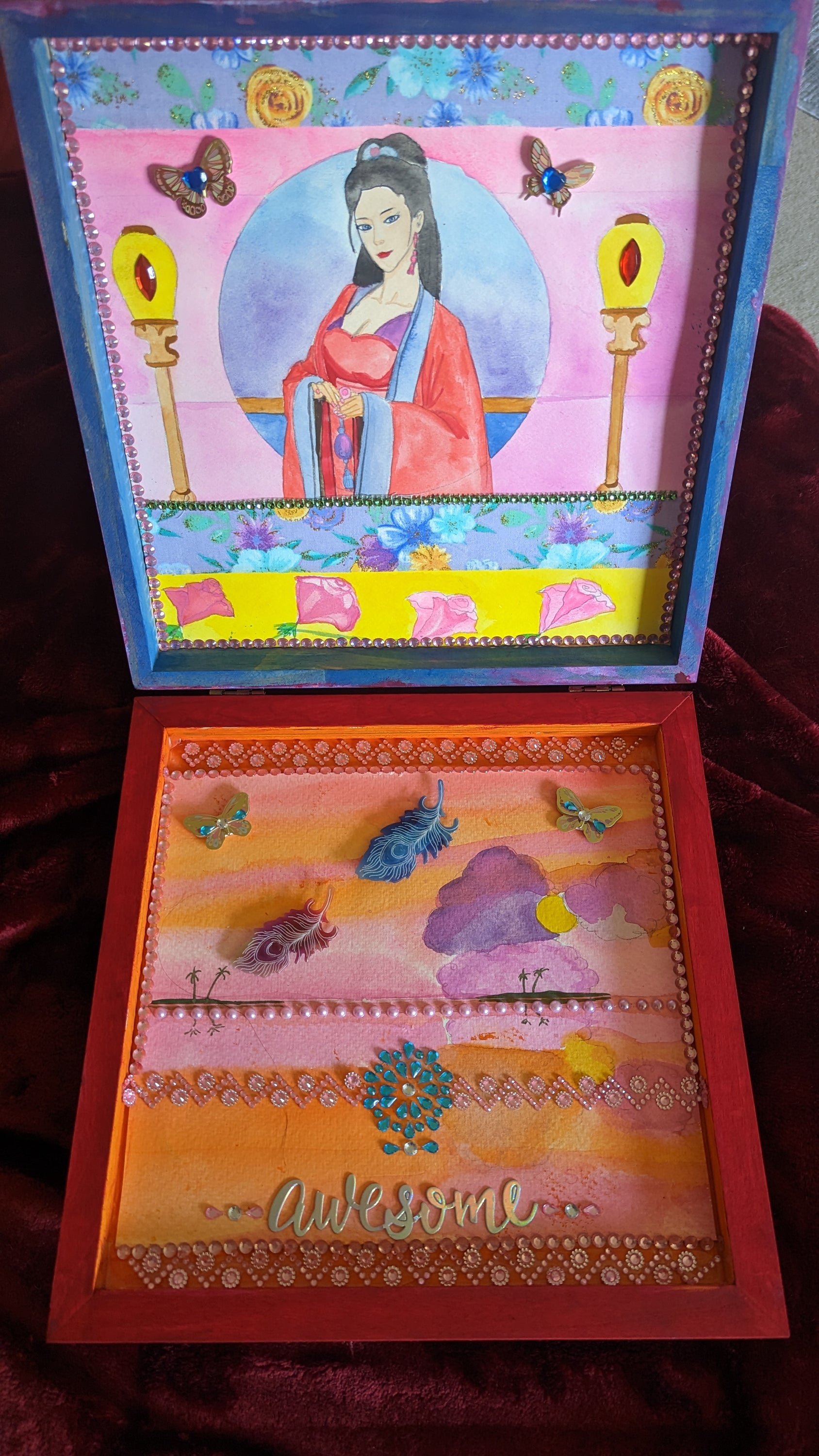 Briella's Moon Maiden Mythic Wishbox, intricately hand-decorated by Sharon Tatem, featuring a powerful maiden design.