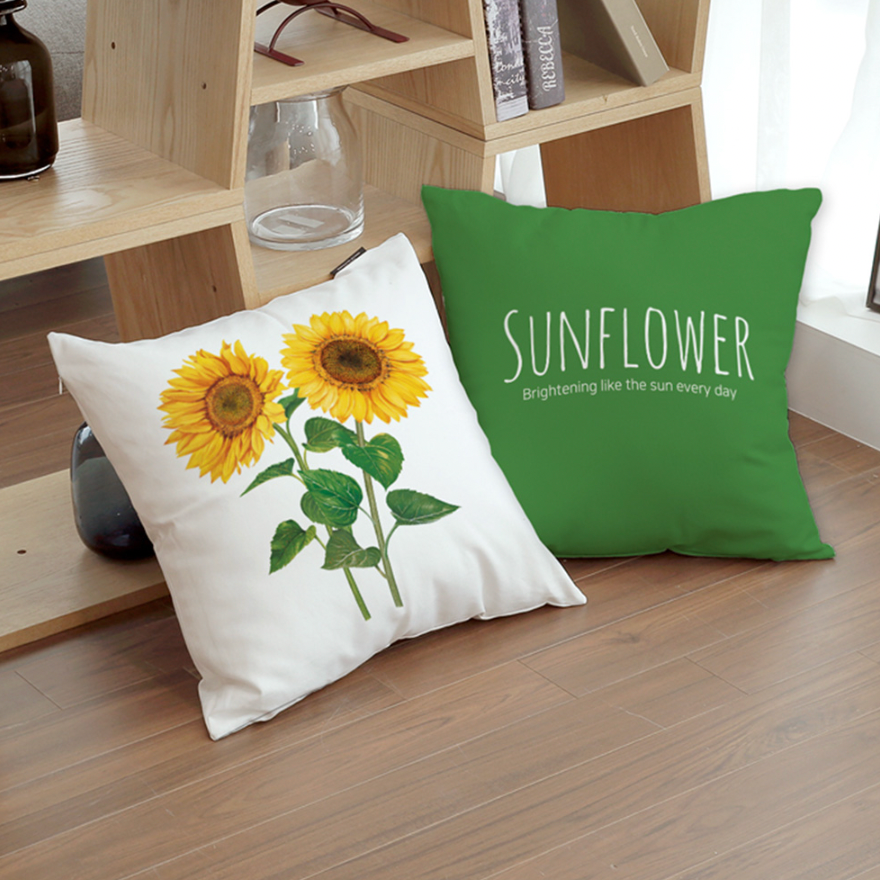 Brightening Sunflower cushion featuring a vibrant sunflower design on a soft microfiber fabric, perfect for home decor.