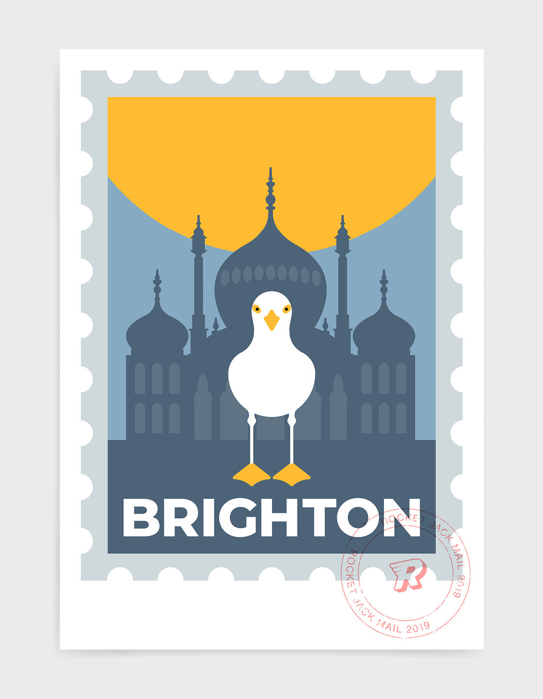 Customizable Brighton travel poster featuring vibrant colors and artistic design, perfect for commemorating special memories.