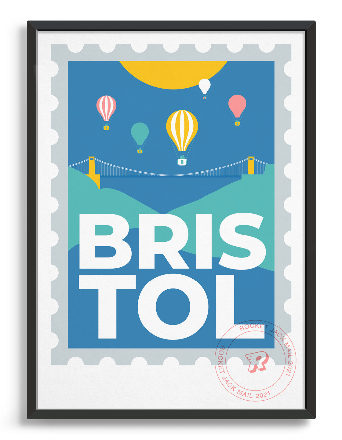 A beautifully designed Bristol stamp print showcasing the iconic city, perfect for home decor.