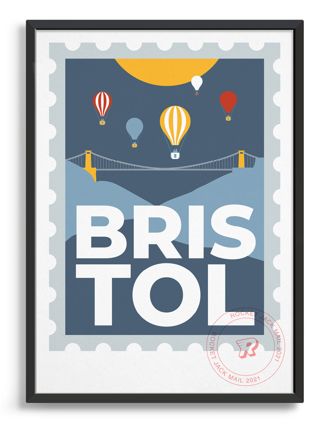 A beautifully designed Bristol stamp print showcasing the iconic city, perfect for home decor.