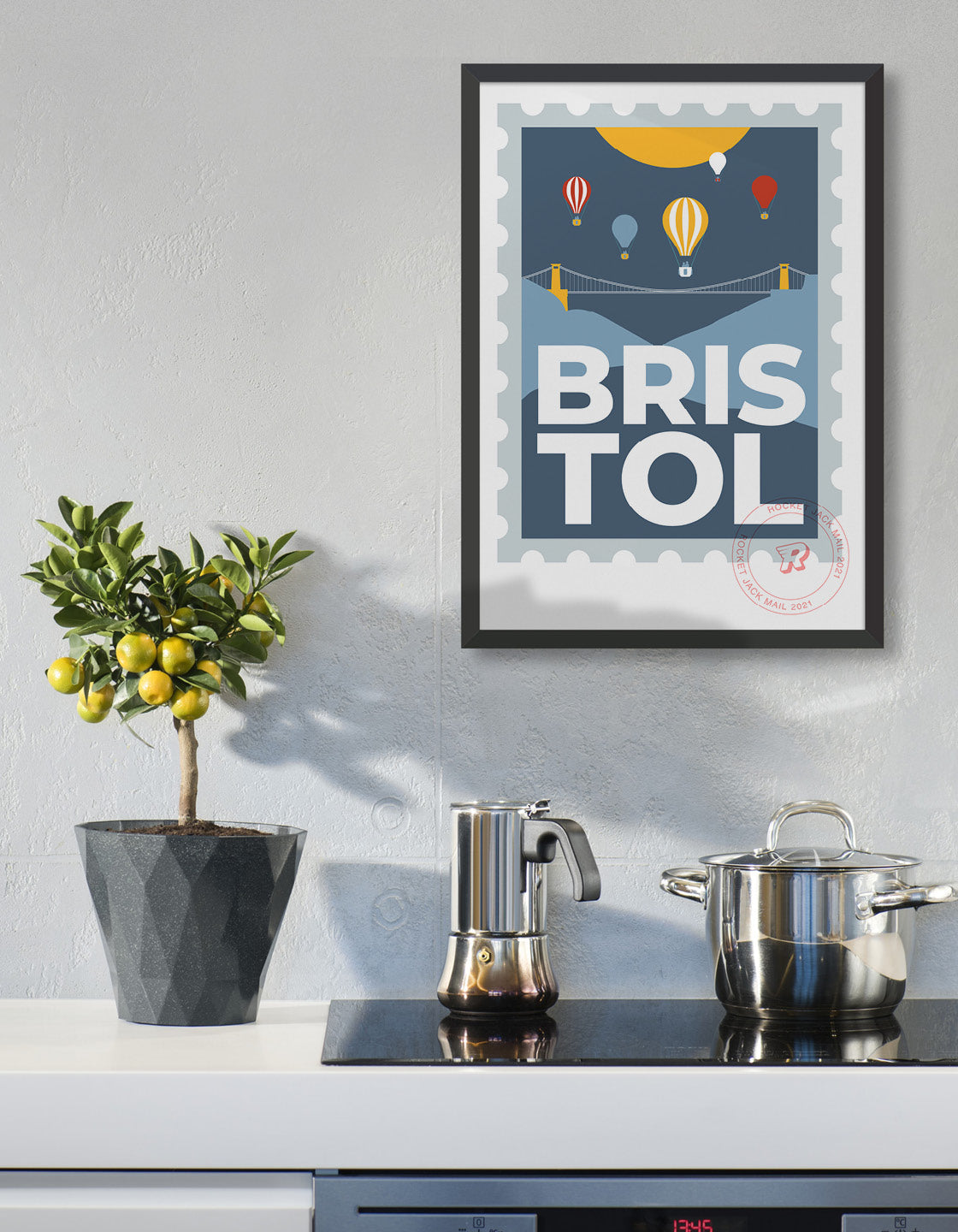 A beautifully designed Bristol stamp print showcasing the iconic city, perfect for home decor.