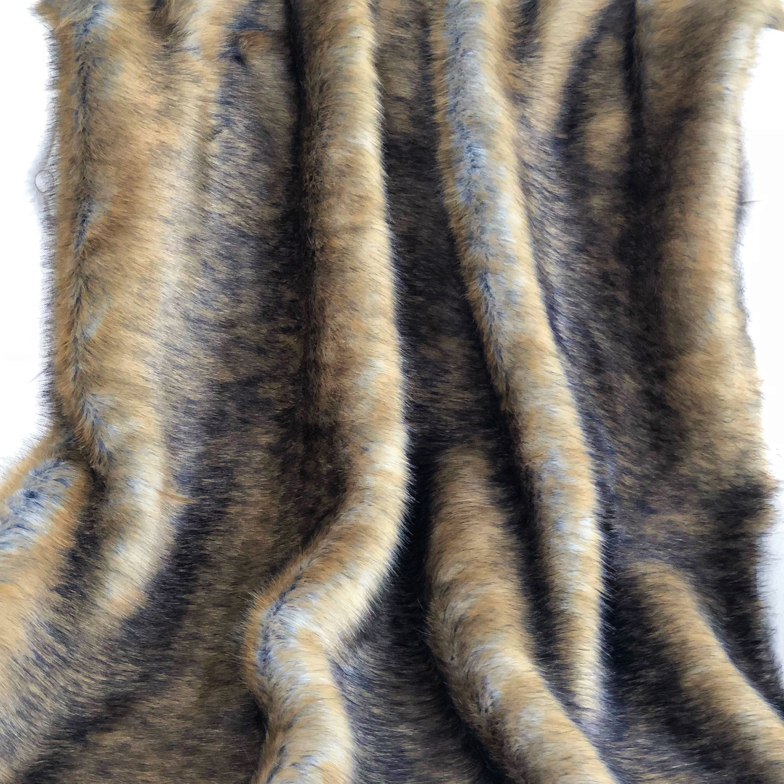 Luxurious Brown and Grey Wild Grizzly Bear Faux Fur Throw, showcasing its plush texture and reversible design.