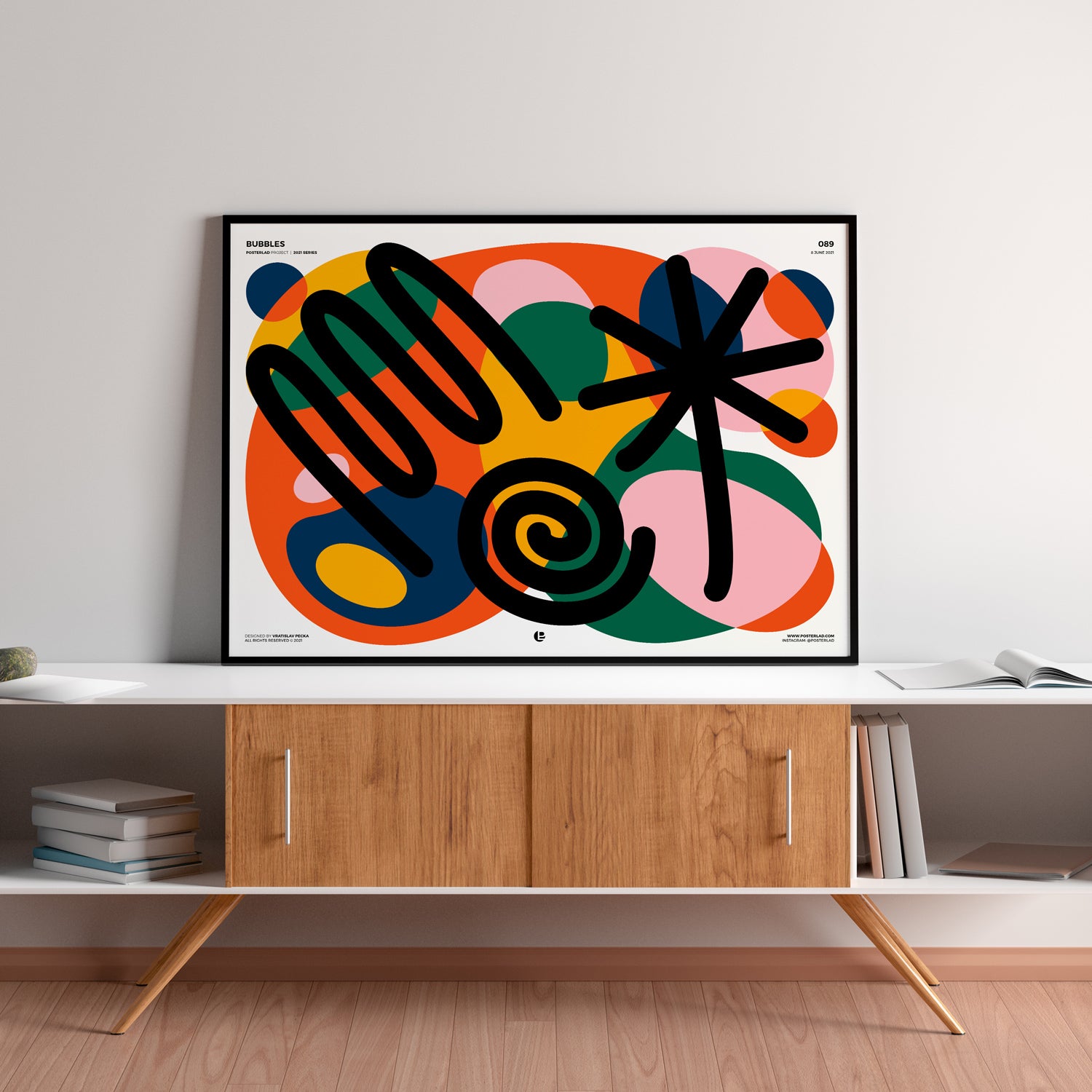 Colorful Bubbles poster on thick matte paper, brightening up a room.