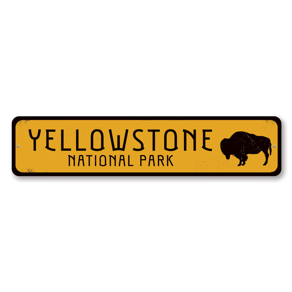 Buffalo National Park Sign made of high-quality aluminum, featuring customizable text and pre-drilled holes for easy mounting.