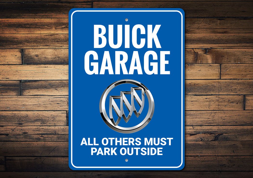 A high-quality aluminum Buick Logo Sign, showcasing the iconic Buick emblem, perfect for home or garage decor.