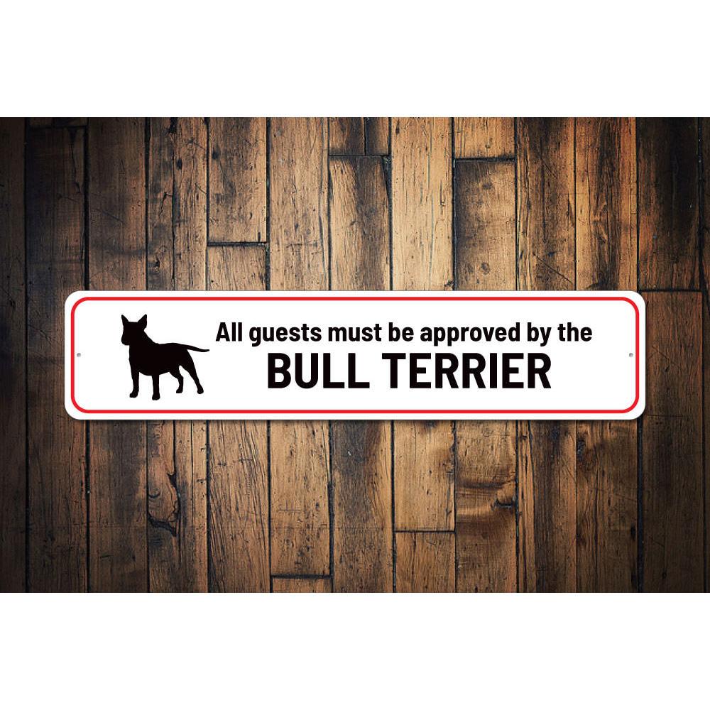 Bull Terrier Home Sign made of high-quality aluminum, featuring a decorative design perfect for home decor.