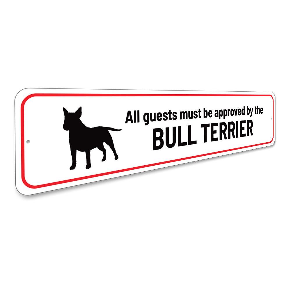 Bull Terrier Home Sign made of high-quality aluminum, featuring a decorative design perfect for home decor.