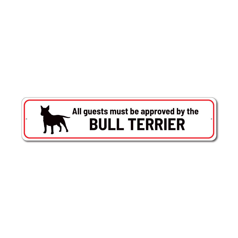 Bull Terrier Home Sign made of high-quality aluminum, featuring a decorative design perfect for home decor.