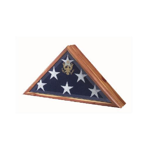 High-quality Burial Flag Frame made from solid walnut and cedar, featuring an embossed Great Seal of the United States.