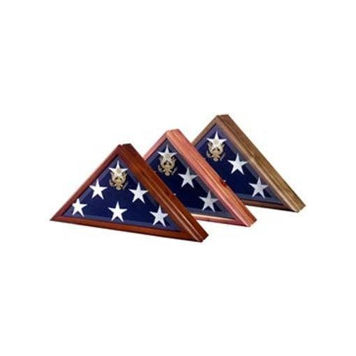 High-quality Burial Flag Frame made from solid walnut and cedar, featuring an embossed Great Seal of the United States.