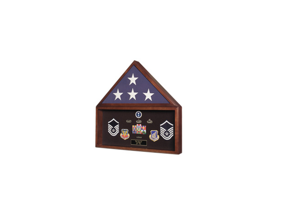 Elegant burial flag display case made of solid hardwood with acrylic front, designed for a 4' x 6' flag.