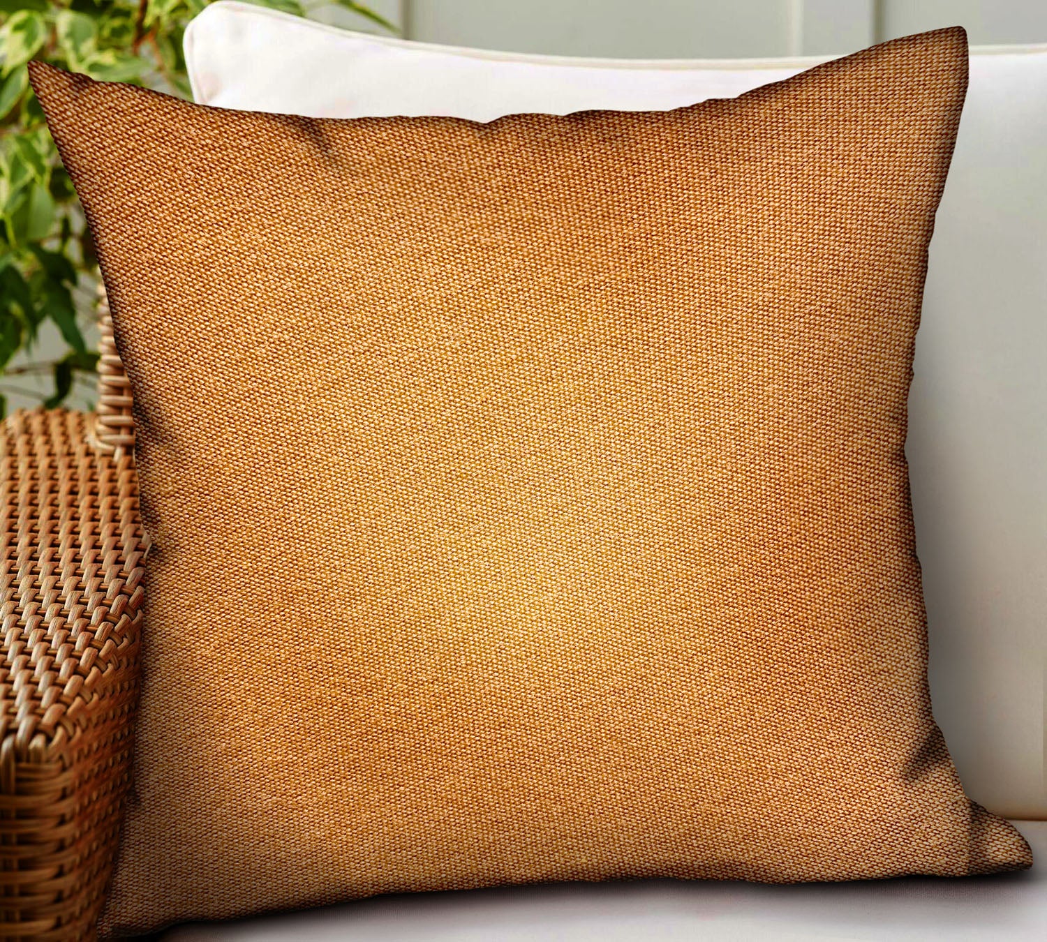 Burnt Sienna Brown Solid Luxury Throw Pillow showcasing durable Sunbrella fabric, double-sided design, and invisible zipper closure.